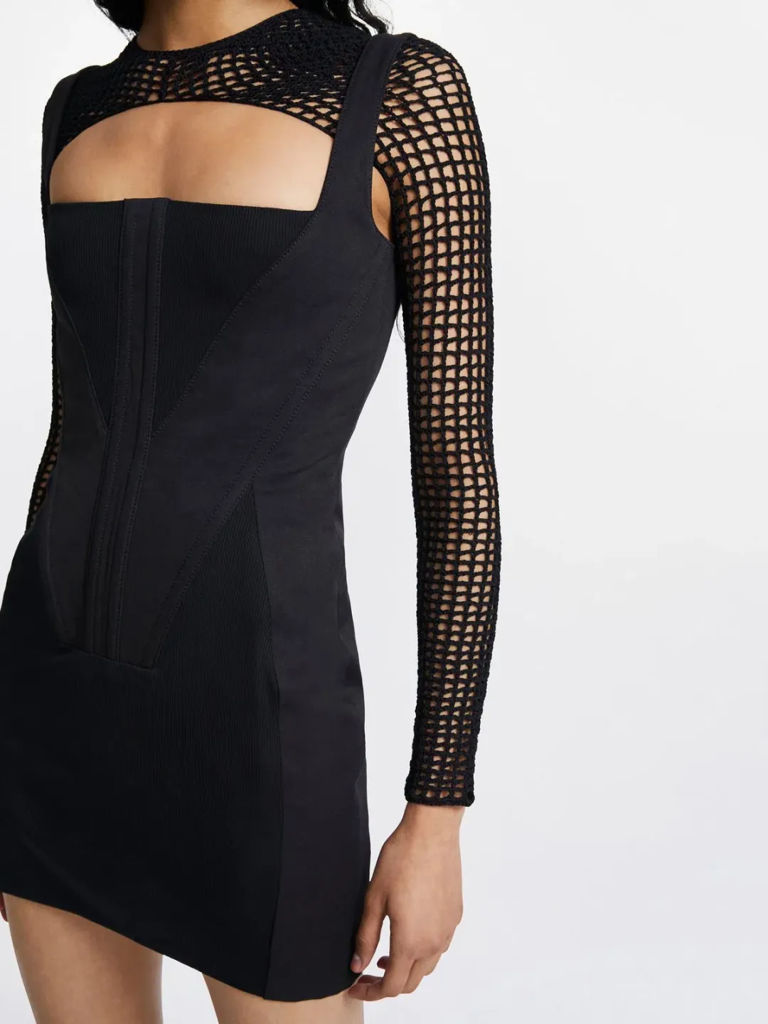 Dion Lee Fork Frame Panelled Mini Dress Black Size 8 for rent on The Volte - main image