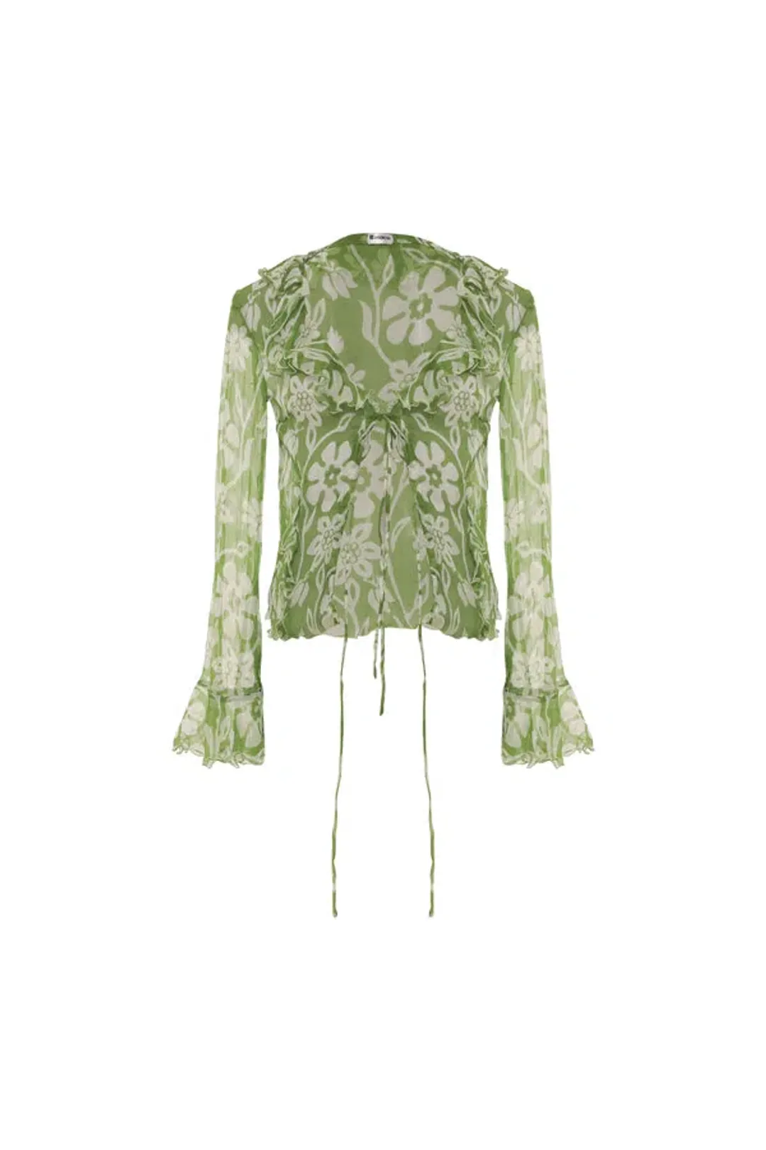 Ranaco Atelier Front Tie Blouse Moss Green One Size for rent on The Volte - main image