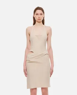 Jacquemus La Robe Hielo Asymmetric Dress Off White Size 10 for rent on The Volte - image 1