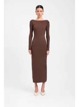 Kookai Amari Midi Dress Dark Mahogany Size 38 / AU 10 for rent on The Volte - image 1