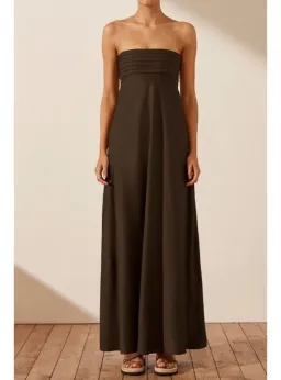 Shona Joy Corded Strapless Maxi Dress Brown Size AU 8 for rent on The Volte - image 1