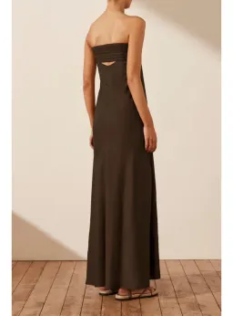 Shona Joy Corded Strapless Maxi Dress Brown Size AU 8 for rent on The Volte - image 3