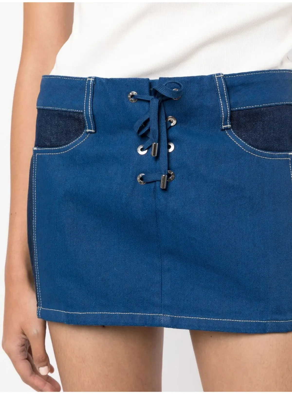 Dion Lee Lace-up Denim Mini Skirt Blue Size AU 8 - Image 2