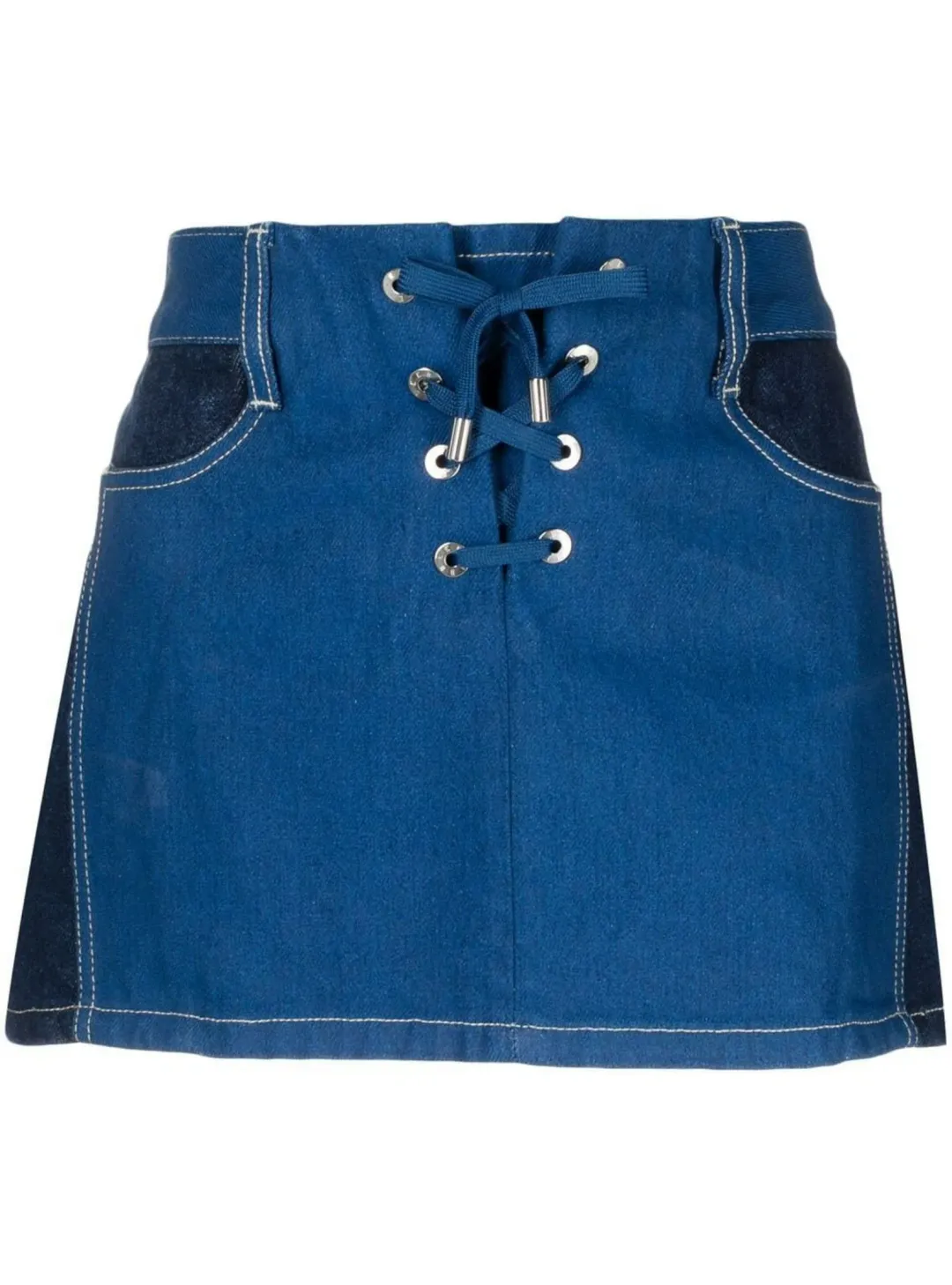 Dion Lee Lace-up Denim Mini Skirt Blue Size AU 8 for rent on The Volte - main image