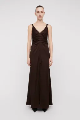 Scanlan Theodore Silk Jacquard Gown Chocolate Brown Size 10 for rent on The Volte - image 5