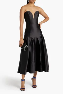 Nicholas Lumo Strapless Fluted Satin Gown Black Size US 4 / AU 8 for rent on The Volte - image 1