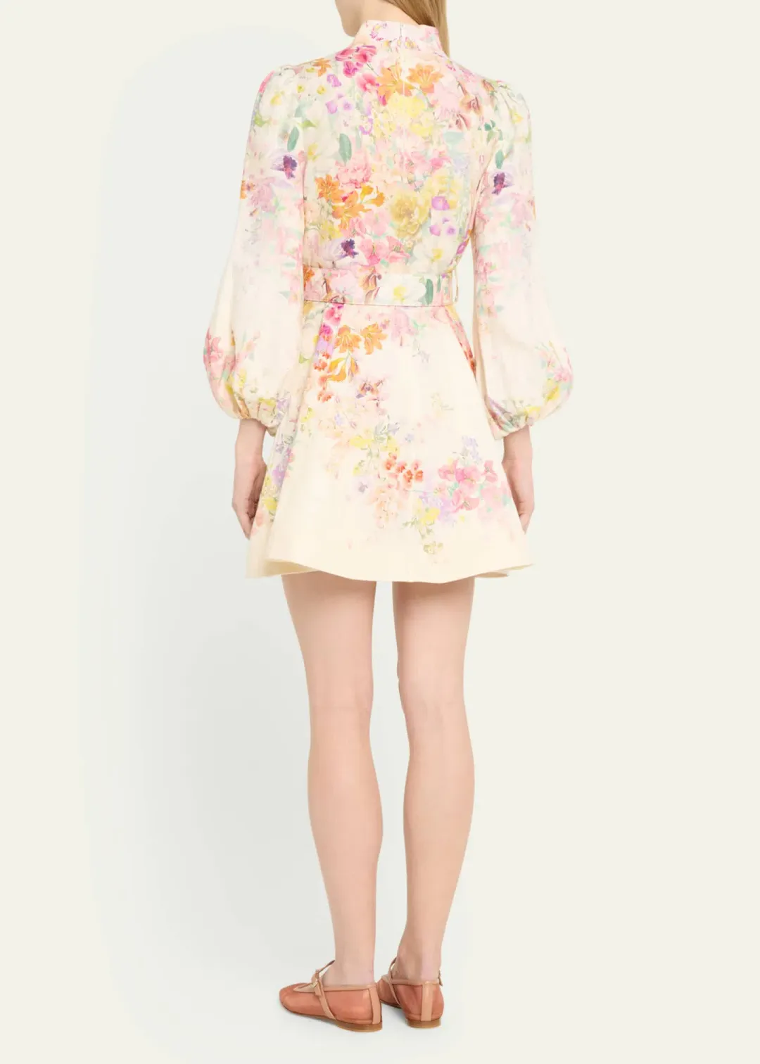 Zimmermann Natura Buttoned Mini Dress Kaleidoscope Garden Floral Size 1 / AU 10 for rent on The Volte - main image