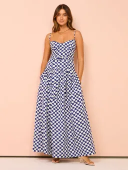 Shona Joy Erica Panelled Bustier Maxi Dress Ivory/Navy Size 14 for rent on The Volte - image 2