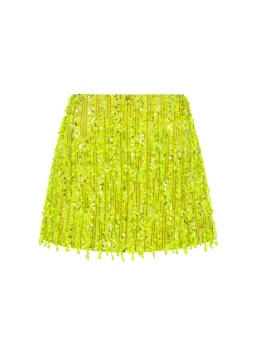Aje Green Garni Sequin Micro Mini Skirt Green Sequin Size AU 14 for rent on The Volte - image 4