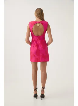 Aje Cove Pendant Mini Dress Florescent Rose Size AU 8 for rent on The Volte - image 3