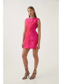 Aje Cove Pendant Mini Dress Florescent Rose Size AU 8 for rent on The Volte - image 2