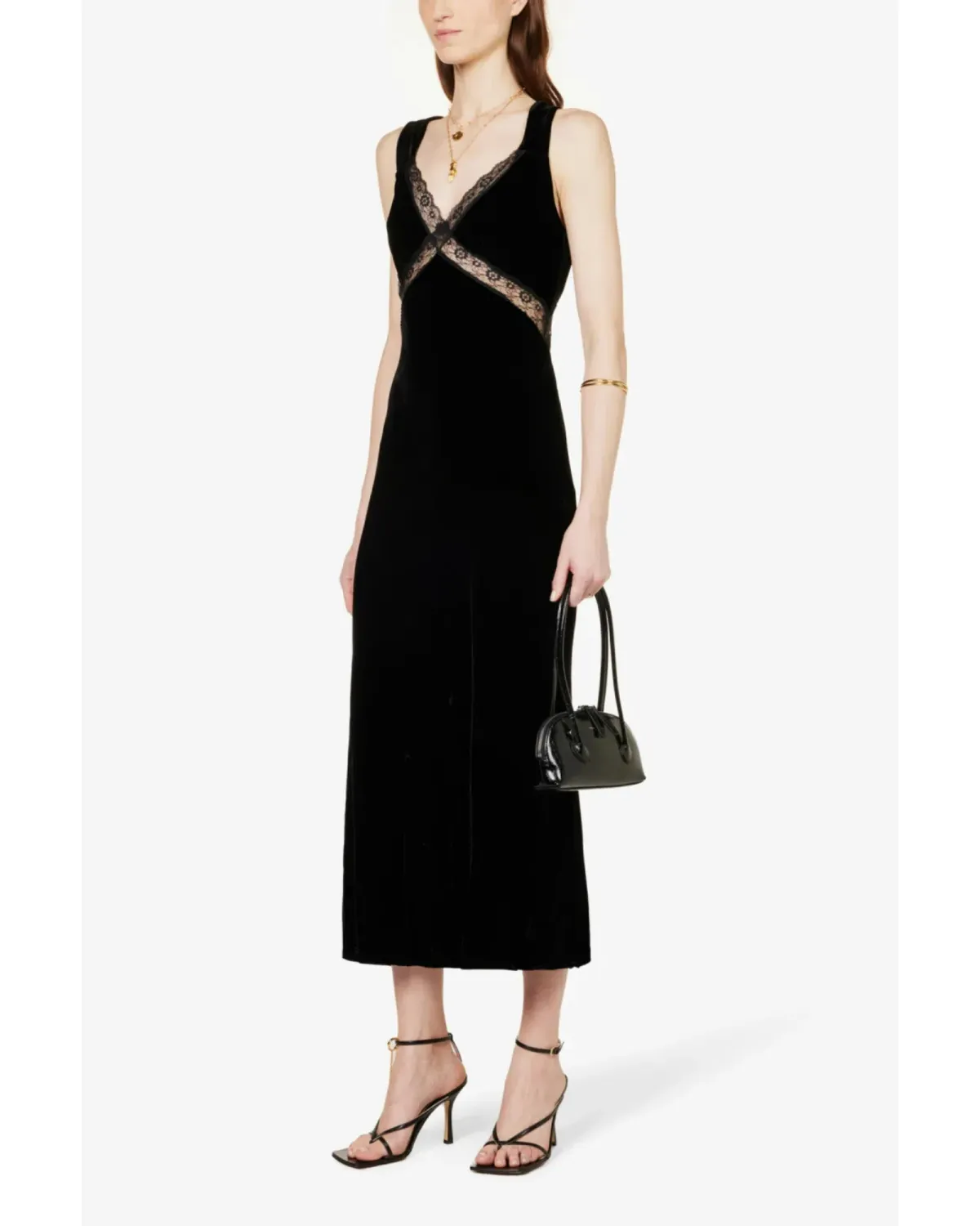 Reformation Lorenzo Midi Velvet Gown Black Size AU 10 - Image 2