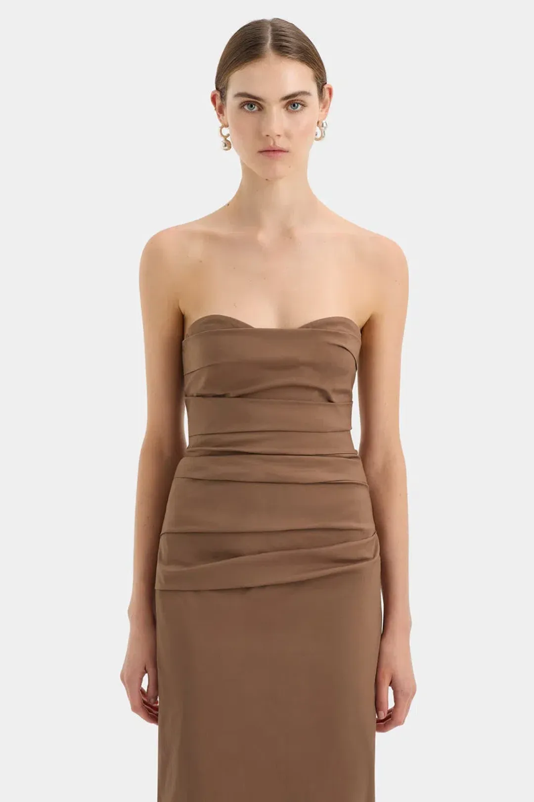 Sir the Label Alba Strapless Gown Brown Size 2/Au 10 for rent on The Volte - main image