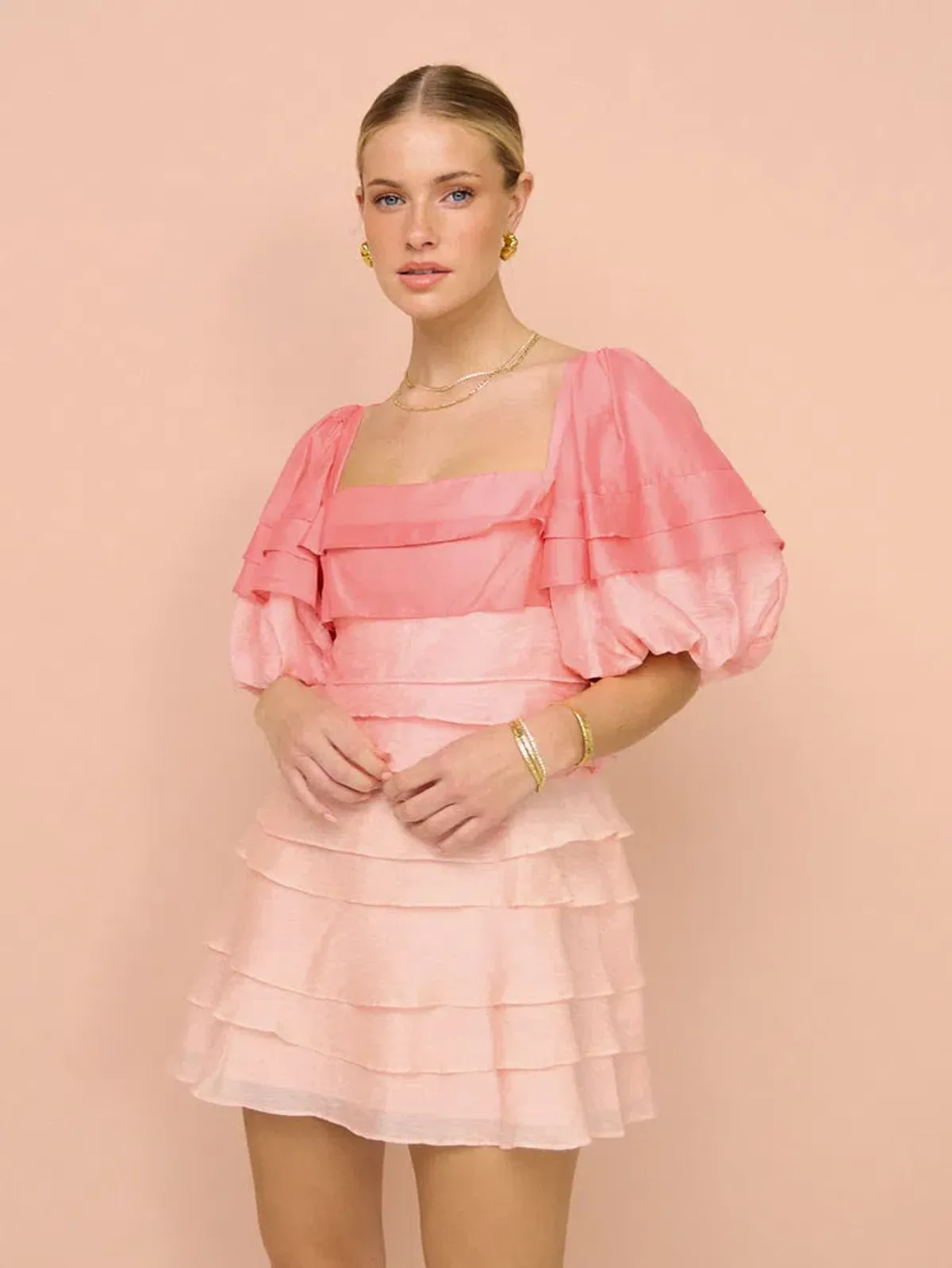 Acler Kirton Mini Dress in Peal Pink Mix Size 8 - Image 1