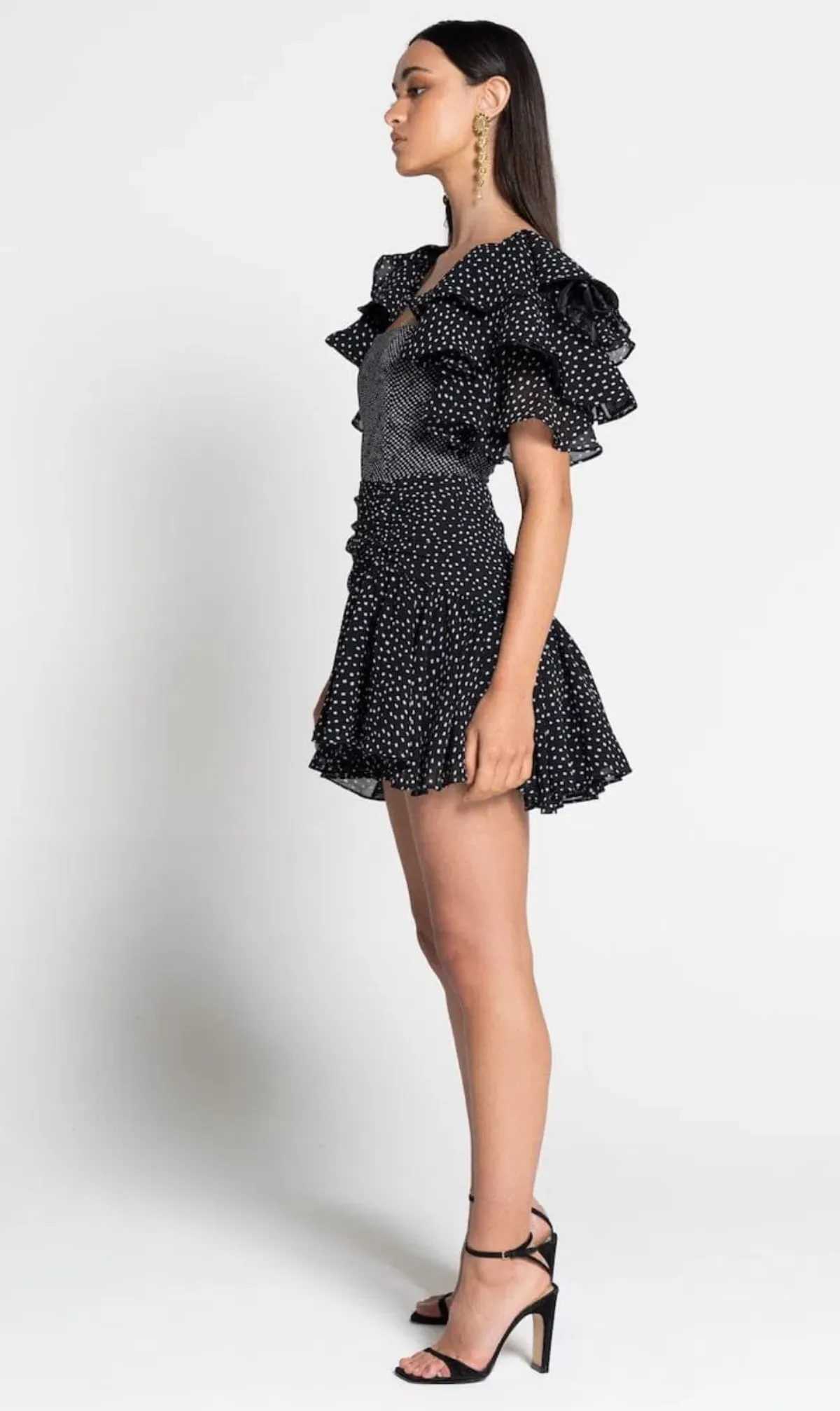 Sofia the Label Florence Polka Mini Dress Black Size 8 - Image 3