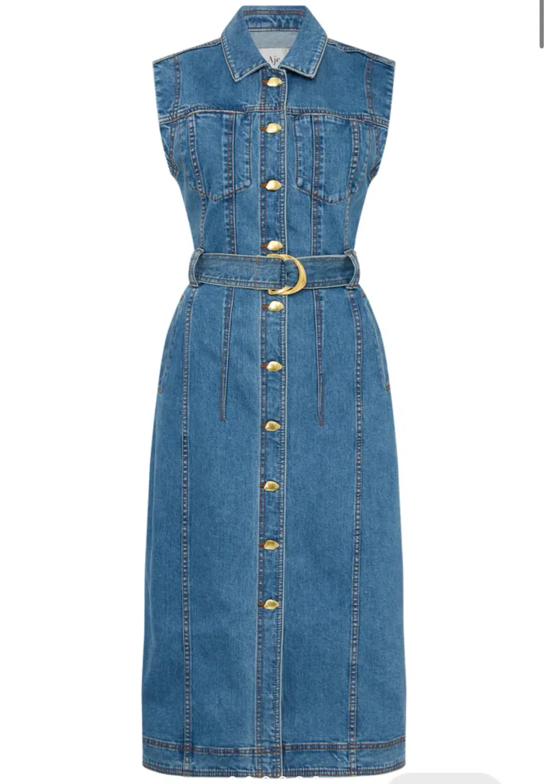 Aje Darcie Denim Midi Dress 90's Wash Size 16 for rent on The Volte - main image