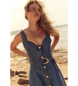 AJE Clay Denim Midi Dress 90's Wash Size 14 for rent on The Volte - image 2