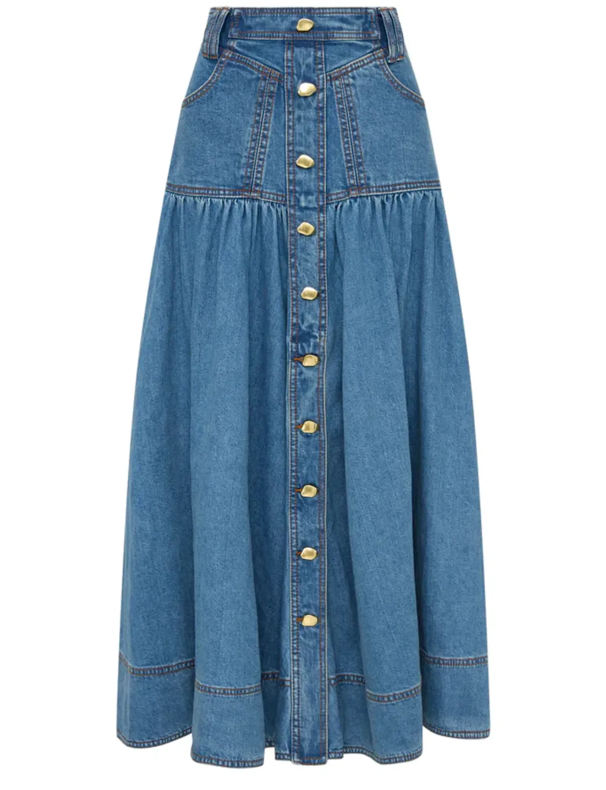 Aje Belmond Denim Midi Skirt 90's Wash Size 16 - Image 3