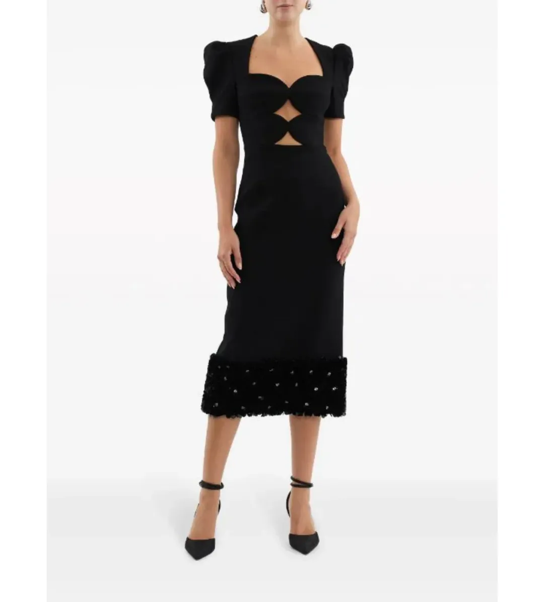 Rebecca Vallance Elaine Midi Dress Black Size 8 for rent on The Volte - main image