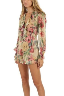 Zimmermann Melody Floating Playsuit Taupe Floral Size 6 for rent on The Volte - image 2