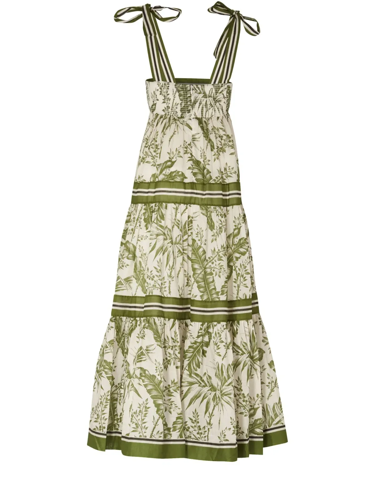Zimmermann Empire Tie Shoulder Dress Palm Print Green Size 0 / AU 8 - Image 4