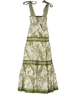 Zimmermann Empire Tie Shoulder Dress Palm Print Green Size 0 / AU 8 for rent on The Volte - image 4