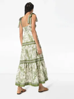 Zimmermann Empire Tie Shoulder Dress Palm Print Green Size 0 / AU 8 for rent on The Volte - image 2