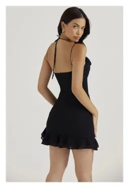 House of CB Rossella Ruffle Mini Dress Black Size XS/ AU 6 for rent on The Volte - image 4