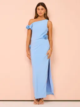 Issy Off Shoulder Flower Maxi Dress in Blue Size 12 for rent on The Volte - image 1