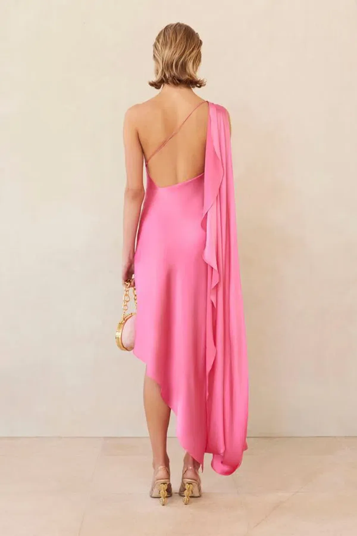 Cult Gaia Trysta One-Shoulder Asymmetric Dress Rosado Pink Size XS /AU 6 - Image 3