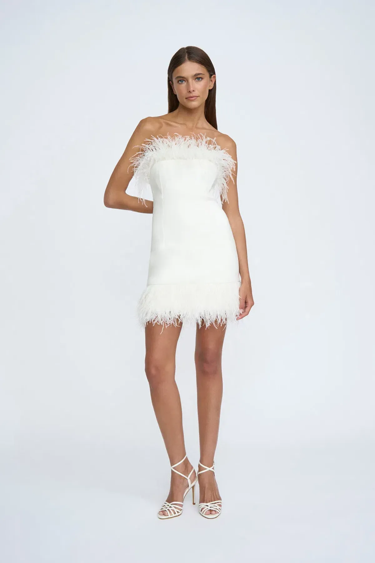 By Johnny Feather Mini Dress White Size 10 - Image 1