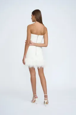 By Johnny Feather Mini Dress White Size 10 for rent on The Volte - image 4