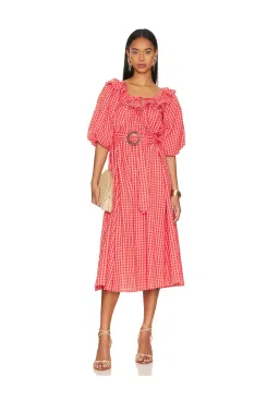 Spell Strawberry Fields Midi Dress Pink Size M/ AU 10 for rent on The Volte - image 1