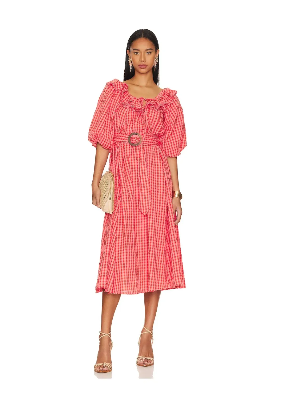 Spell Strawberry Fields Midi Dress Pink Size L/ AU 12 for rent on The Volte - main image