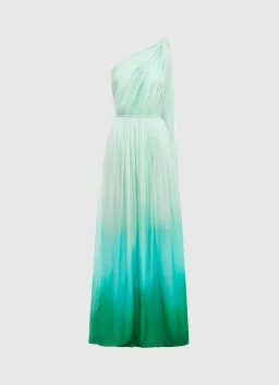 Leo Lin Adriana One Shoulder Maxi Dress Ombre Turquoise Size 14 for rent on The Volte - image 4