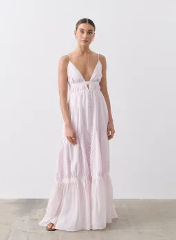 Joslin Liana Linen Ramie Maxi Dress Pink Size 8 for rent on The Volte - image 1