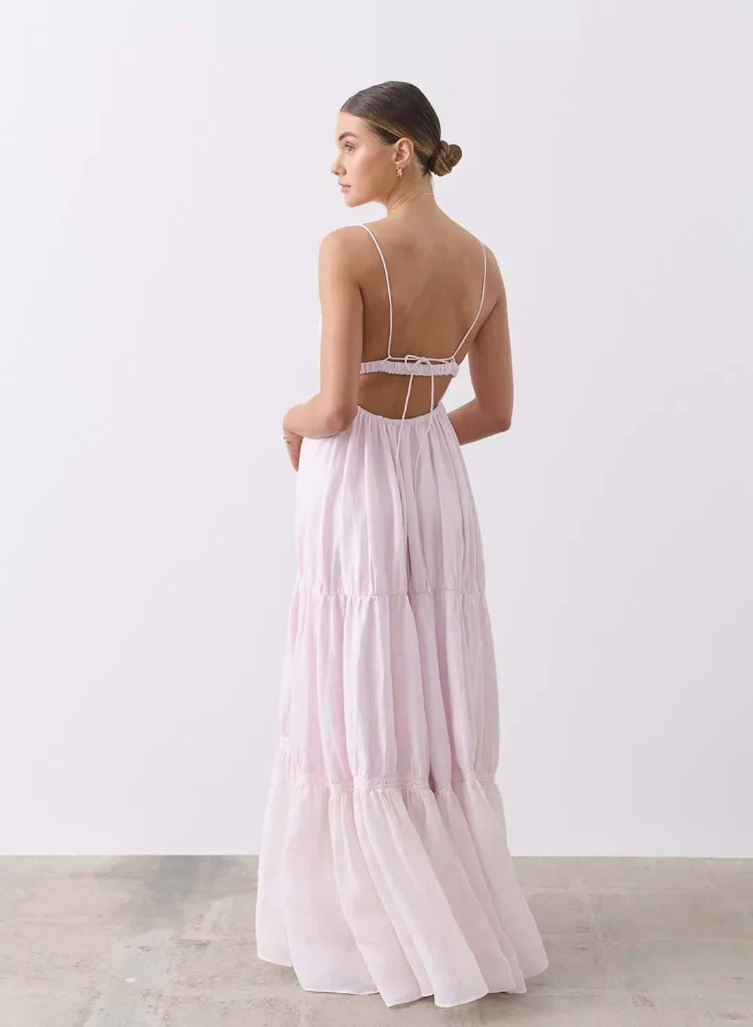 Joslin Liana Linen Ramie Maxi Dress Pink Size 8 for rent on The Volte - main image
