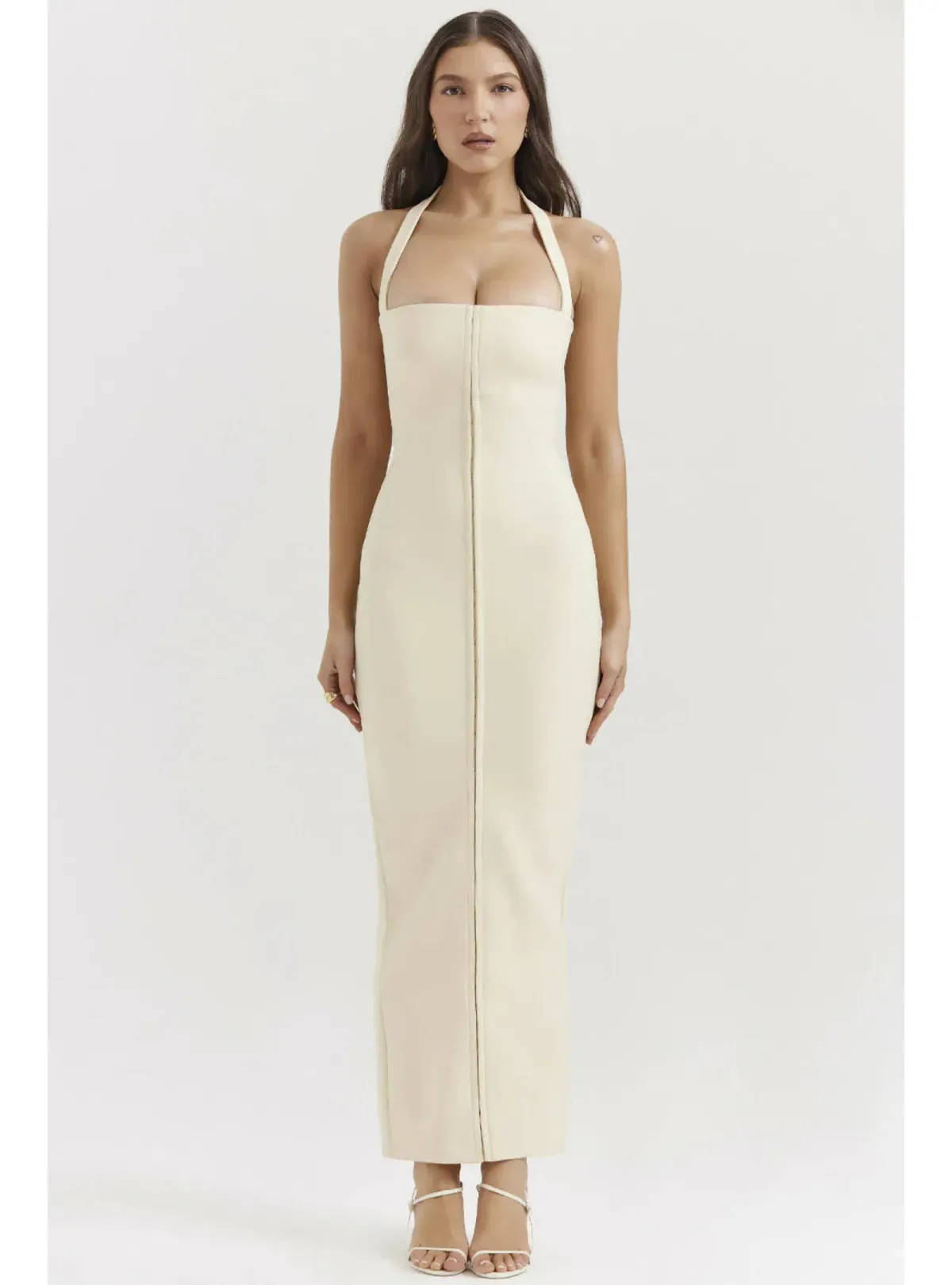 House Of CB Mia Halter Maxi Dress Yellow Size AU 8 - Image 3