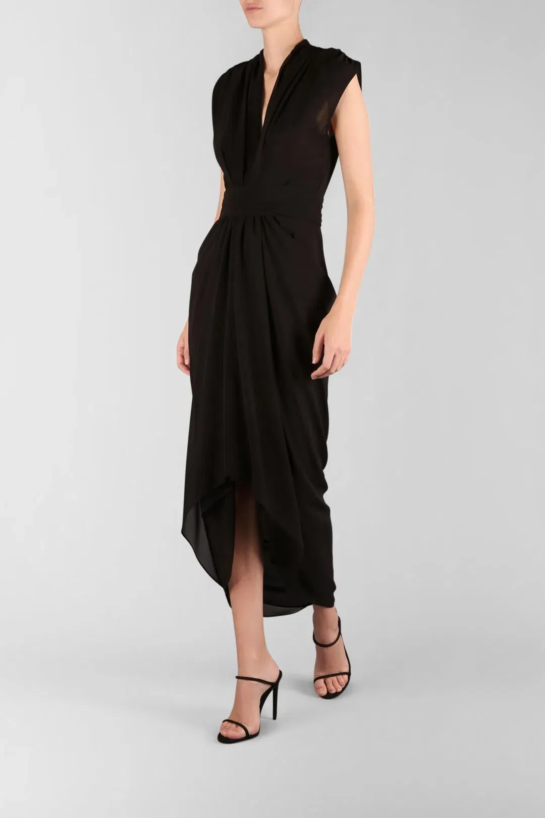 Carla Zampatti Waterfall Dress Black Size 4 for rent on The Volte - main image