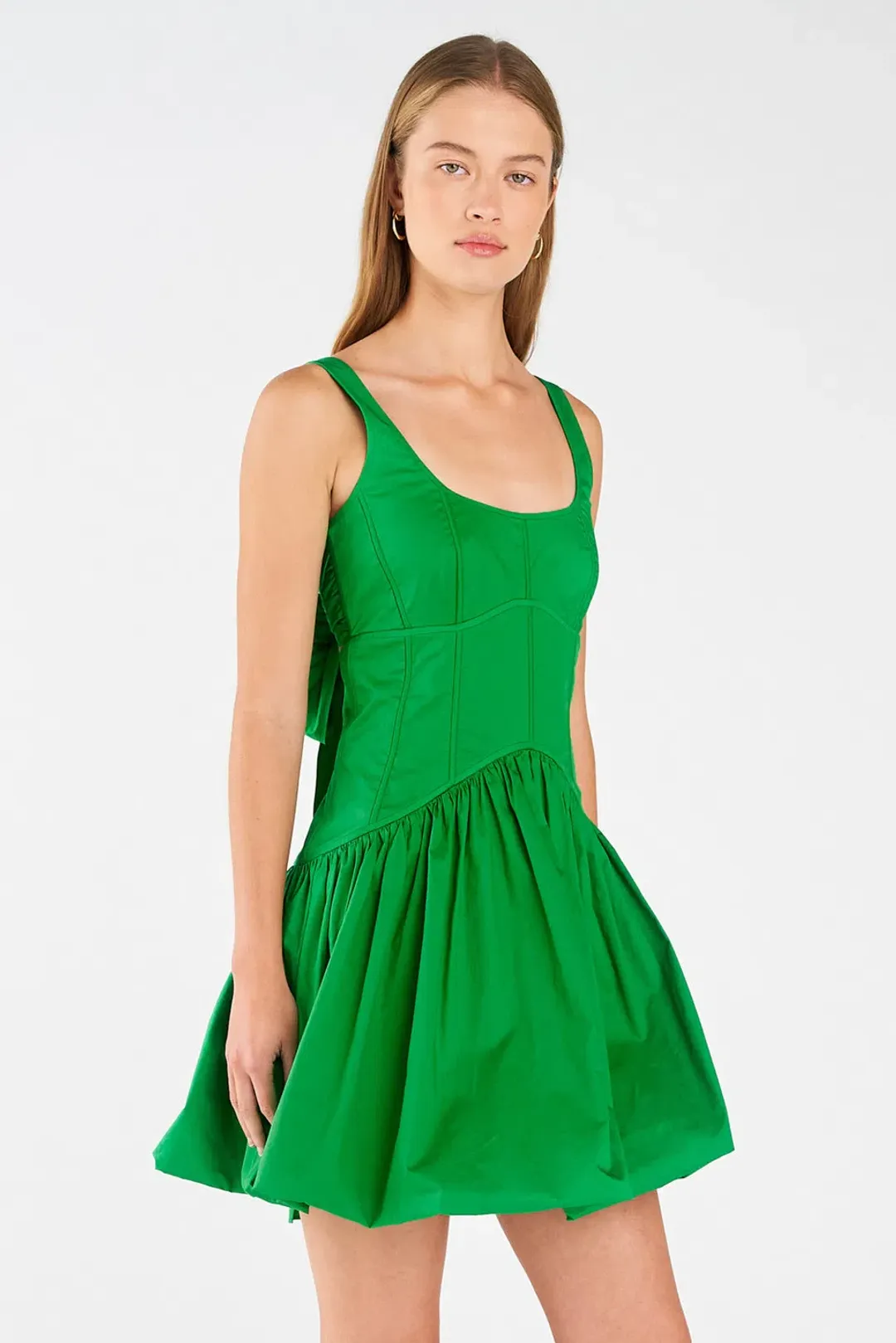 Oroton Short Tie Back Bow Dress Jewel Green Size 8 for rent on The Volte - main image