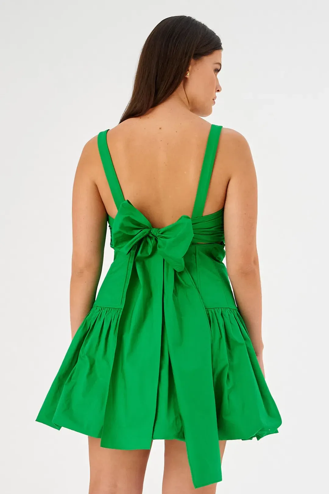 Oroton Short Tie Back Bow Dress Jewel Green Size 8 for rent on The Volte - main image