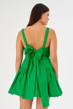 Oroton Short Tie Back Bow Dress Jewel Green Size 8 for rent on The Volte - image 7