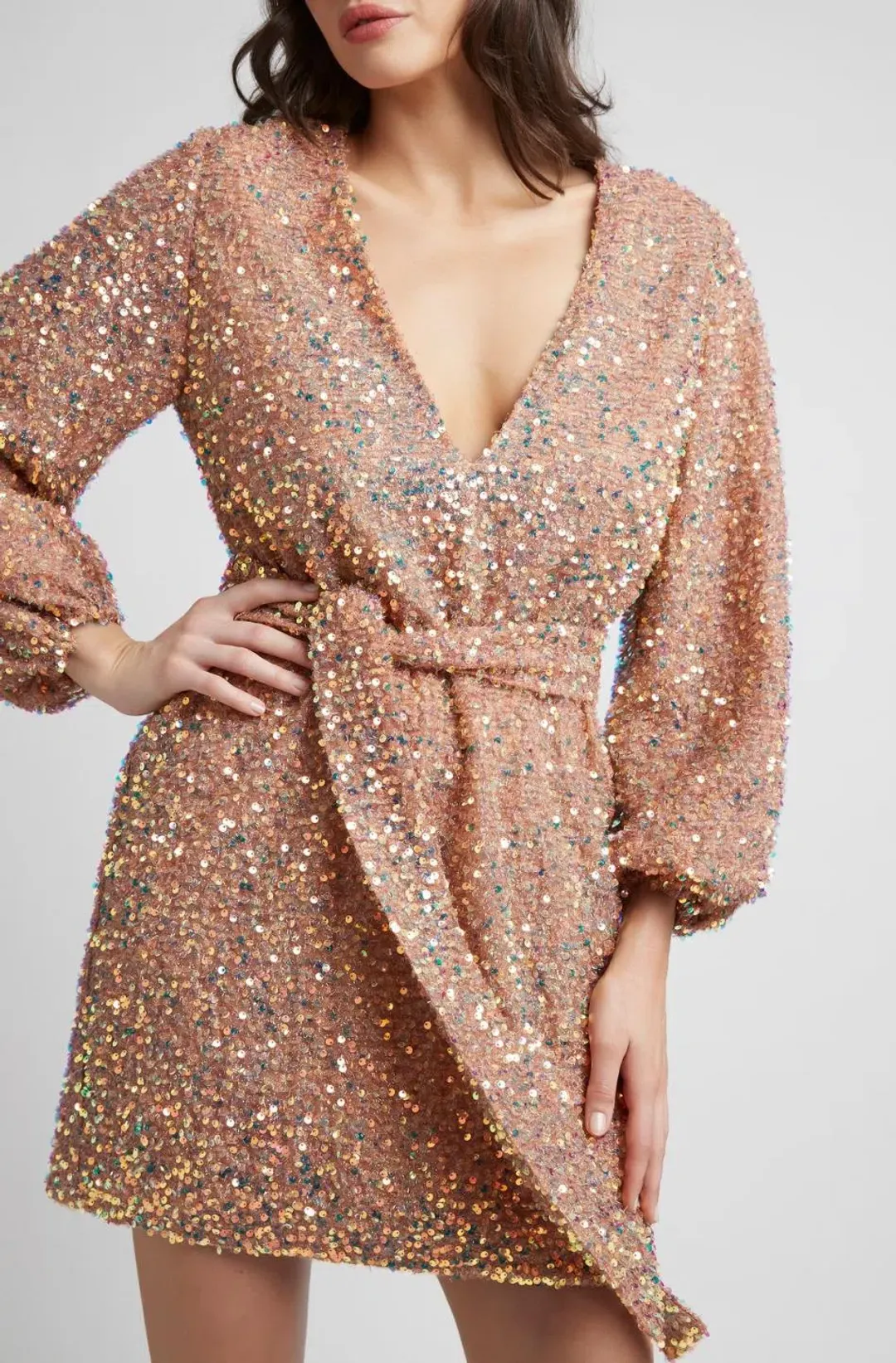 Sheike Xanadu Mini Dress Rose Gold Size 12 for rent on The Volte - main image