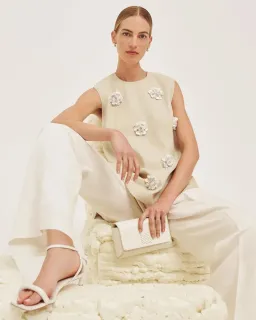 Oroton Flower Sequin Tunic Limestone Size 6 for rent on The Volte - image 3