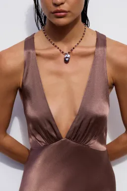 Shona Joy Milo Plunged Cross Back Midi Dress Cacao Size 6 for rent on The Volte - image 3