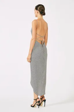 Shona Joy Etienne Lace Back Cowl Bias Midi Dress Print Size 12 for rent on The Volte - image 3