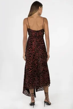 Misha Harpa Midi Dress Red Leopard Size 4 for rent on The Volte - image 2