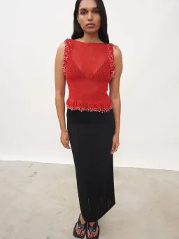 Paris Georgia Fringe Knit Top Red Size S / AU 8 for rent on The Volte - image 1