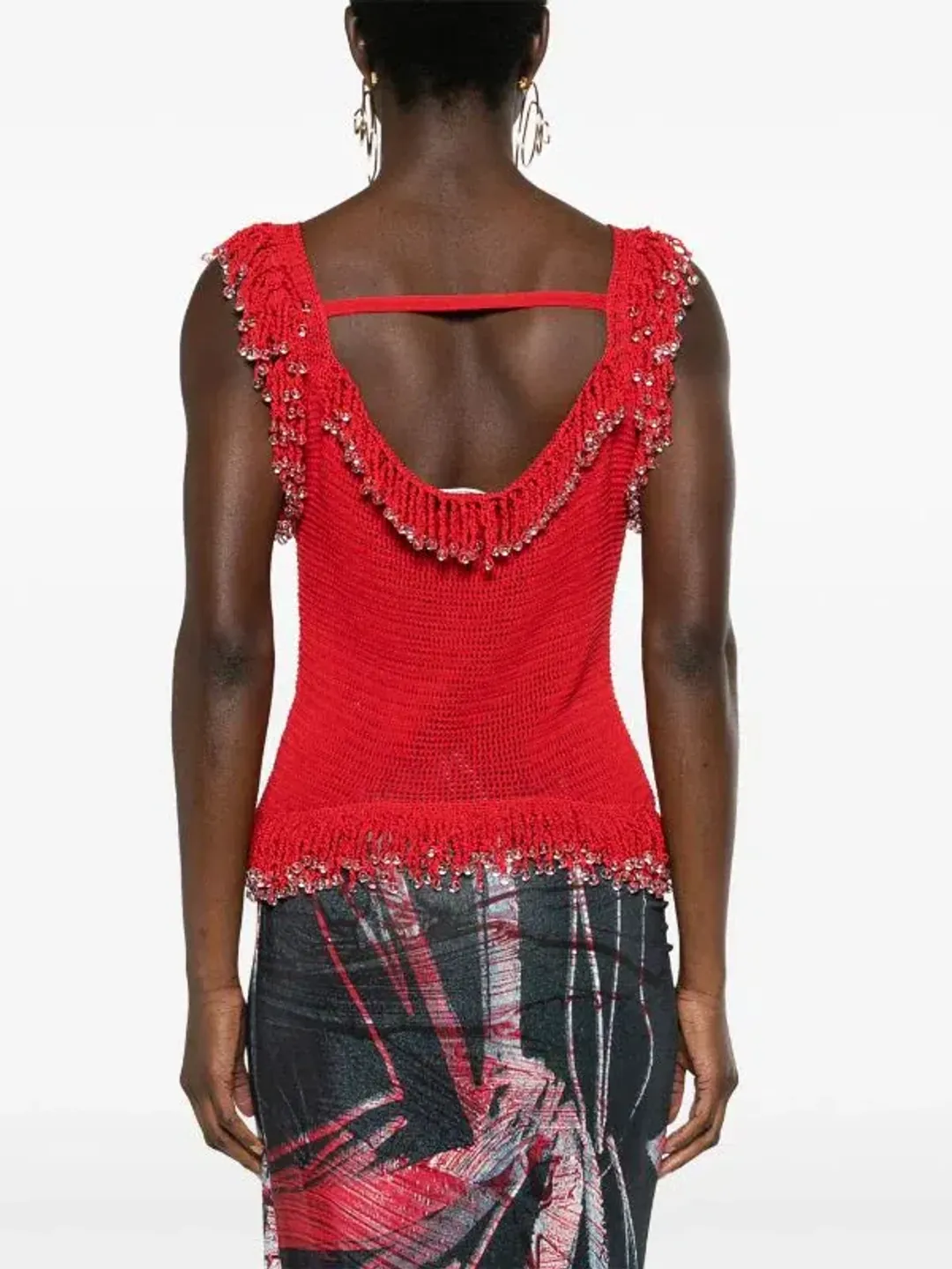 Paris Georgia Fringe Knit Top Red Size S / AU 8 for rent on The Volte - main image