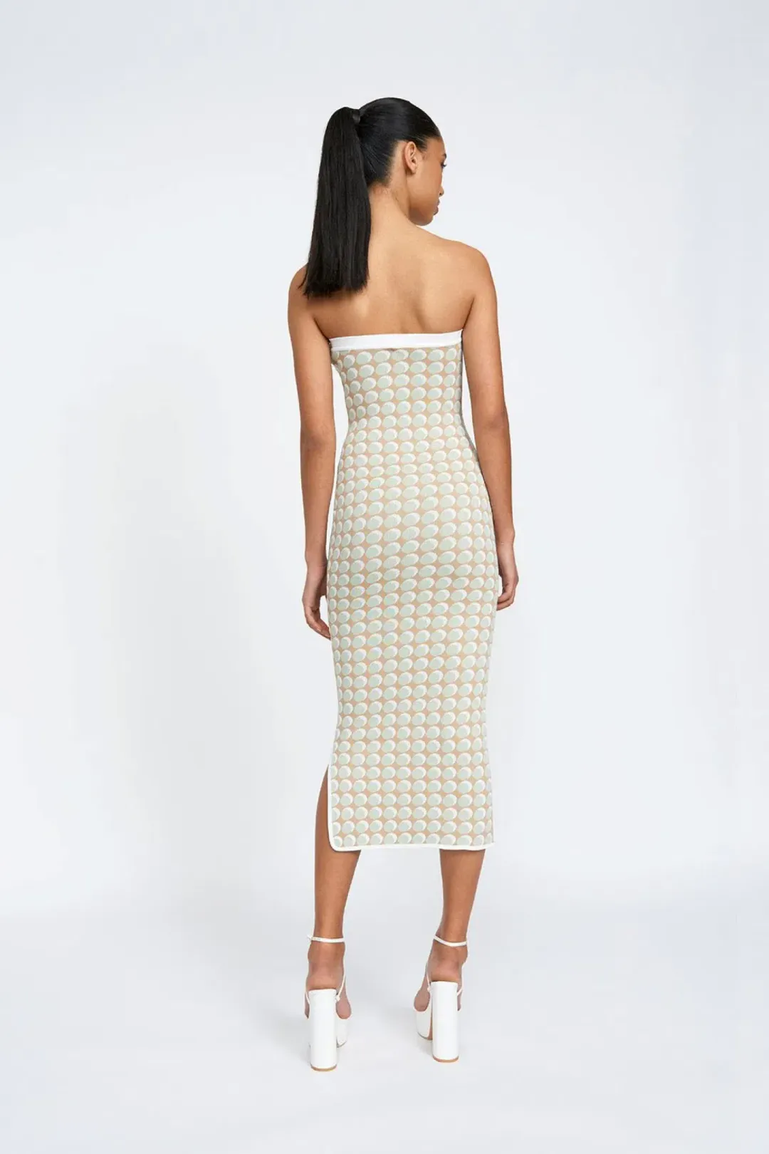 By Johnny Sol Geo Knit Midi Dress Pistachio Spot Size XS / AU 6 for rent on The Volte - main image
